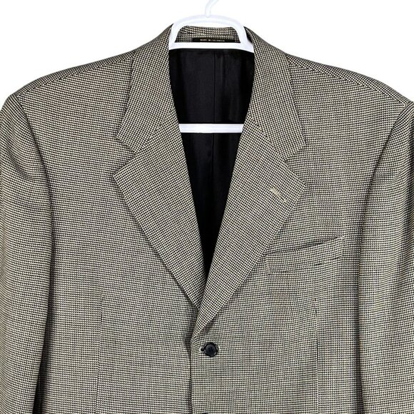 Gianfranco Ruffin Italy Mens 44R Wool Olive Green Houndstooth Blazer Timeless - Picture 7 of 15